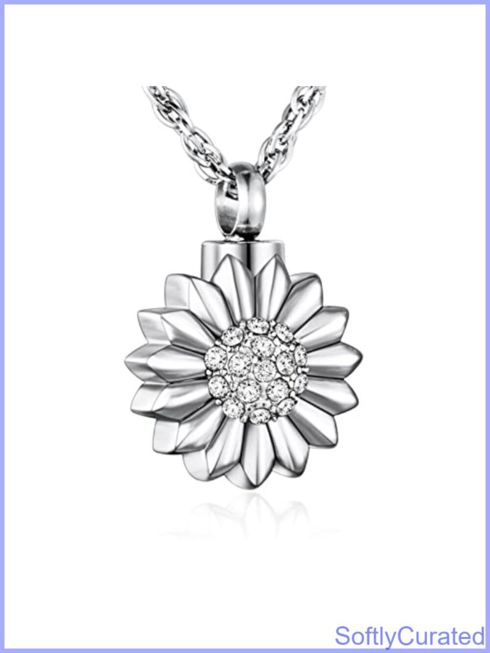 Sunflower Cremation Urn Necklace Stainless Steel Pendant for Ashes Keepsake
